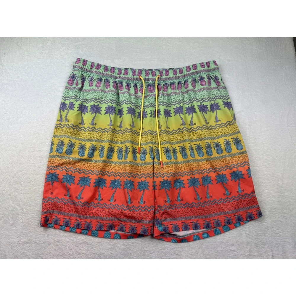 Caribbean Swimwear Mens 2XB Board Shorts Tropical Pineapple Palm Tree Ombre